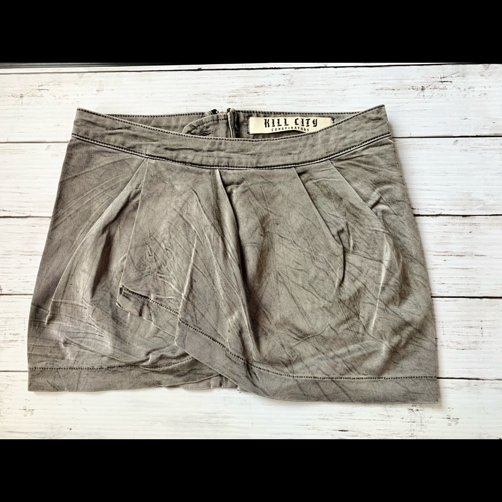 Kill City Grey Denim Wrap Skirt